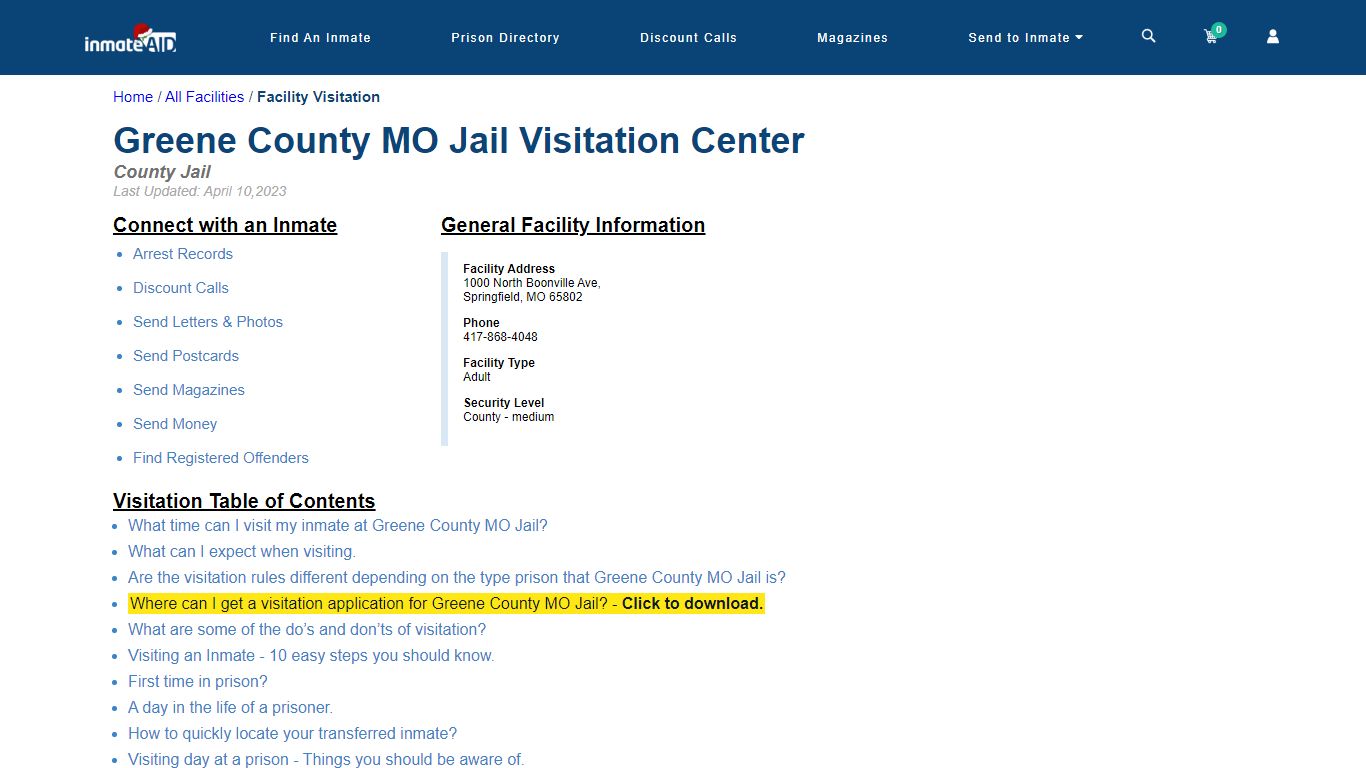 Greene County MO Jail | Visitation, dress code & visiting hours - InmateAid